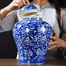 GobekUsa Blue White Porcelain General Jar Tea Pot Sealed Storage Tank Home Decor