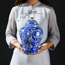 GobekUsa Blue White Porcelain General Jar Tea Pot Sealed Storage Tank Home Decor