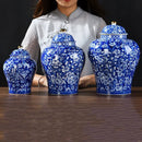 GobekUsa Blue White Porcelain General Jar Tea Pot Sealed Storage Tank Home Decor