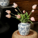 GobekUsa Blue White Porcelain Vase Hydroponic Ceramic Flower Pot Room Decor