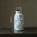 GobekUsa Blue White Porcelain Vase Hydroponic Ceramic Flower Pot Room Decor