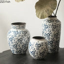 GobekUsa Blue White Porcelain Vase Hydroponic Ceramic Flower Pot Room Decor