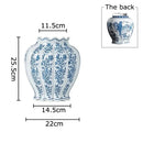 GobekUsa Blue & White Porcelain Vase Desk Decor with Artificial Flowers