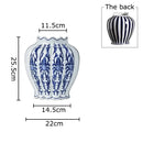 GobekUsa Blue & White Porcelain Vase Desk Decor with Artificial Flowers