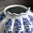 GobekUsa Blue & White Porcelain Vase Desk Decor with Artificial Flowers