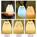 Blue white & purple cat silicone touch night light bedroom lamp by Decorbites