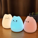 Blue white & purple cat silicone touch night light bedroom lamp by Decorbites