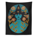 Blue witches botanical tapestry – bedroom aesthetic magic wall art by Decorbites