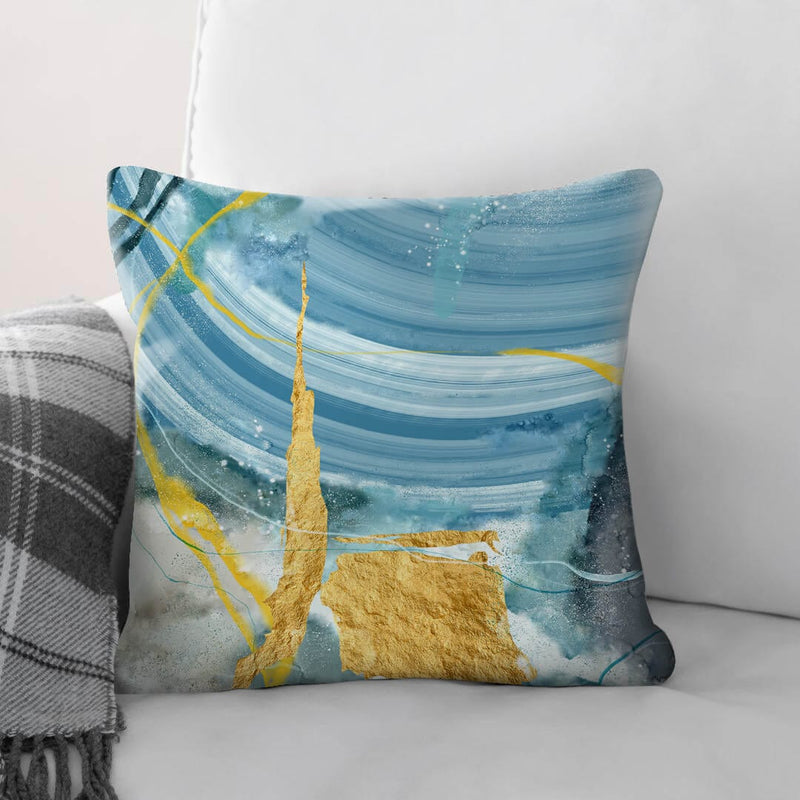 Blue Yellow Abstract A Cushion