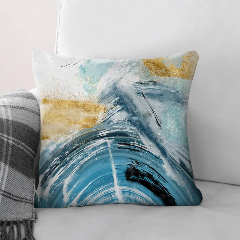 Blue Yellow Abstract C Cushion