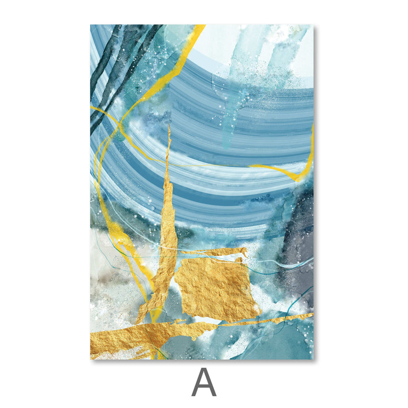 Blue Yellow Abstract Canvas