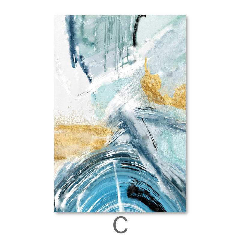 Blue Yellow Abstract Canvas