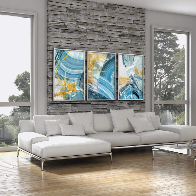 Blue Yellow Abstract Canvas