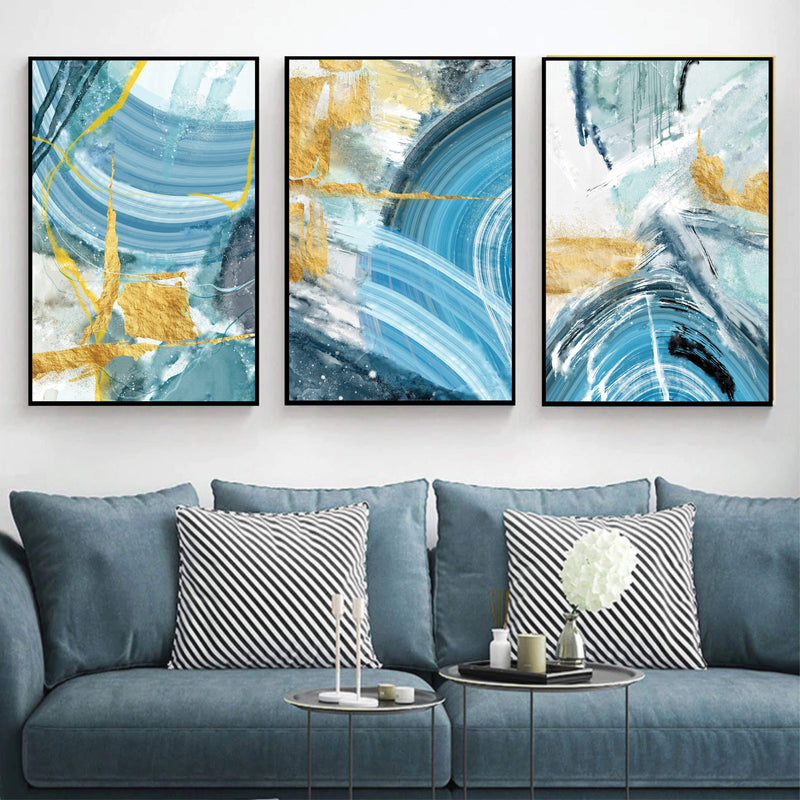 Blue Yellow Abstract Canvas