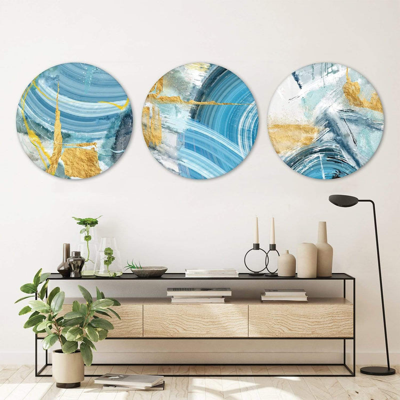 Blue Yellow Abstract Canvas - Circle