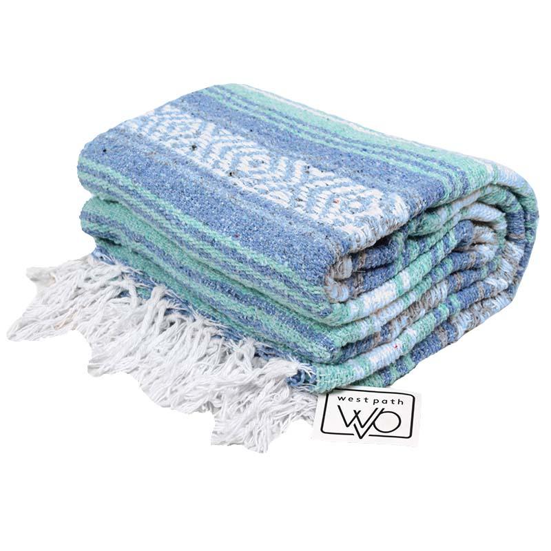 Mint Blue Ocean Mexican Falsa Yoga Blanket