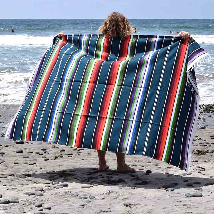 100% Cotton Blue Serape Blanket