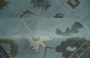Turkish Oushak Hand Knotted Wool Area Rug Bluish Gray and Aqua