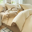 GobekUsa Double-Layer Cotton Bedding Set - Soft, Skin-Friendly Solid Cover for Single Queen Bed