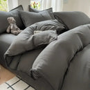 GobekUsa Double-Layer Cotton Bedding Set - Soft, Skin-Friendly Solid Cover for Single Queen Bed
