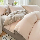 GobekUsa Double-Layer Cotton Bedding Set - Soft, Skin-Friendly Solid Cover for Single Queen Bed