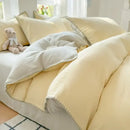 GobekUsa Double-Layer Cotton Bedding Set - Soft, Skin-Friendly Solid Cover for Single Queen Bed