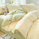 GobekUsa Double-Layer Cotton Bedding Set - Soft, Skin-Friendly Solid Cover for Single Queen Bed