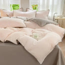 GobekUsa Double-Layer Cotton Bedding Set - Soft, Skin-Friendly Solid Cover for Single Queen Bed