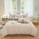 GobekUsa Double-Layer Cotton Bedding Set - Soft, Skin-Friendly Solid Cover for Single Queen Bed