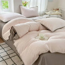 GobekUsa Double-Layer Cotton Bedding Set - Soft, Skin-Friendly Solid Cover for Single Queen Bed