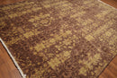 9' x 12' Hand Knotted Erased Pattern Botanical Wool Pile Area Rug Brown