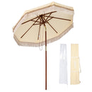 LAGarden Boho Fringe Umbrella Wood Market Umbrella