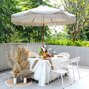 LAGarden Boho Fringe Umbrella Wood Market Umbrella