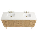 James Martin Laurent 72" Dual Mount Double Bathroom Vanity, Light Natural Oak