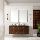 James Martin Amberly 60" Dual Mount Double Bathroom Vanity, Mid-Century Walnut
