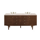 James Martin Amberly 72" Dual Mount Double Bathroom Vanity, Mid-Century Walnut