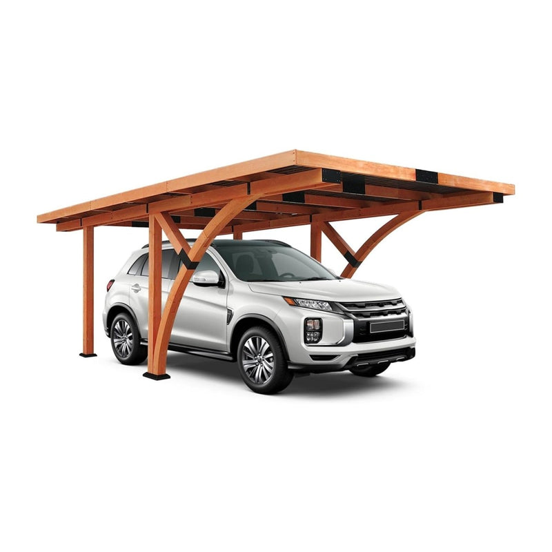 [12x18FT] Premium Heavy Duty Pine Wood Arc-Shaped Carport With Metal Roof (SAK94716)