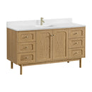 James Martin Laurent 60" Dual Mount Single Bathroom Vanity, Light Natural Oak