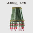 GobekUsa Bohemia Style Emerald Green Cloth Lampshade with Tassels