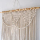 Bohemia macrame cotton curtain with vines bedroom wall hanging by Decorbites