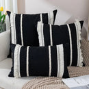 Bohemia tassel cushion cover black & white velvet living room pillow by Decorbites