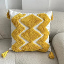 Bohemian beige and brown tufted cushion cover living room pillow by Decorbites