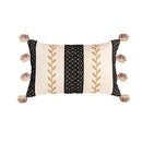 Bohemian beige & black cotton embroidery cushion cover living room by Decorbites