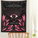 Bohemian black and pink botanical eye tapestry bedroom wall hanging by Decorbites