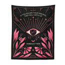 Bohemian black and pink botanical eye tapestry bedroom wall hanging by Decorbites
