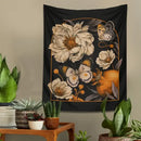 Bohemian black butterfly flower tapestry wall hanging bedroom decor by Decorbites