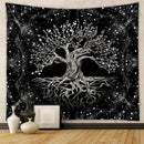 Bohemian black & white tree of life tapestry yoga mat bedroom decor by Decorbites