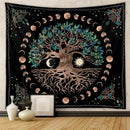 Bohemian black & white tree of life tapestry yoga mat bedroom decor by Decorbites