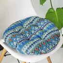 Bohemian blue green & red geometric meditation cushion pouf living room by Decorbites