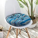 Bohemian blue green & red geometric meditation cushion pouf living room by Decorbites